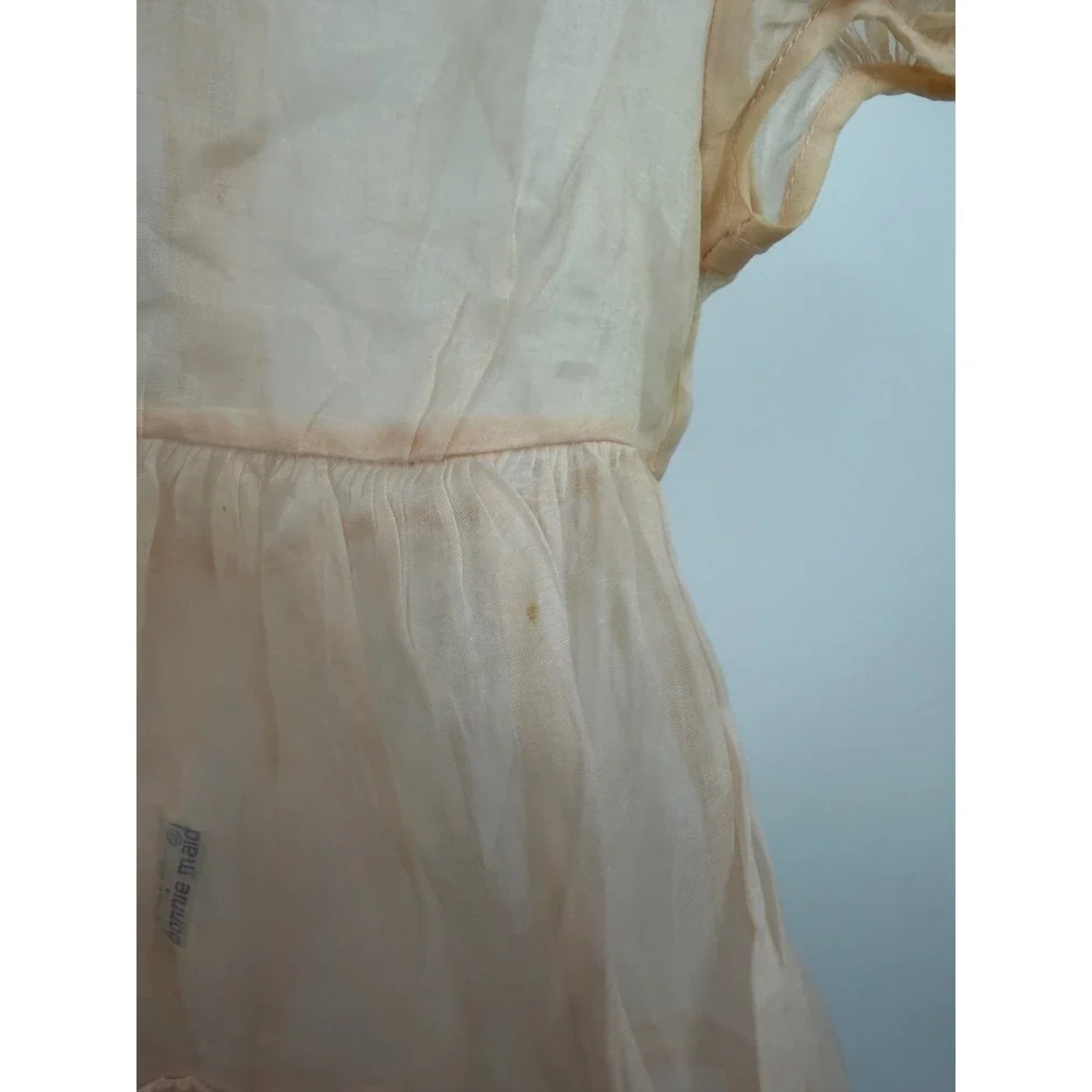 Bonnie Maid 322 Dress Toddler 2 Peach Vintage Sheer‎ Organza Lace Puffy Sleeve